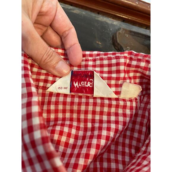 Vintage Wrangler Red Gingham Sleeveless Pearl Snap Western Shirt XL USA Made - Picture 4 of 16